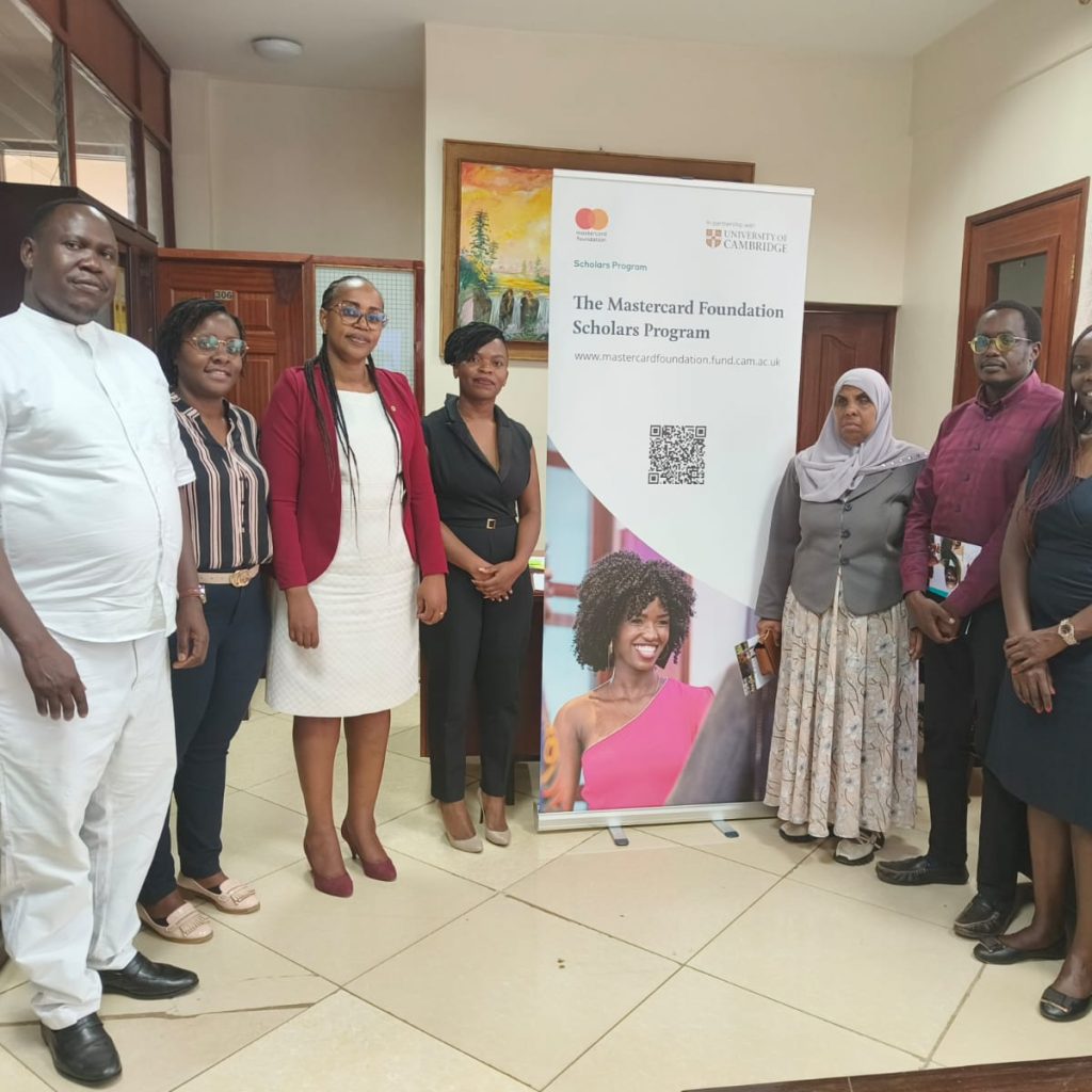 Ms. Grace Akinyi Ochieng (4th left) from Mastercard Foundation Scholars Program at the University of Cambridge paid a courtesy call to the Director and other university stakeholder